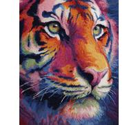 AYAOYANGGO Animal Kit De Alfombra Anudada Tigre Colorido Juego De Alfombras Diy Con Tapete De Lona Impreso，Hilo De Ganchillo，Bordado，Gancho Y Pestillo，Tapiz Para Decoración Del Hogar 31x63in