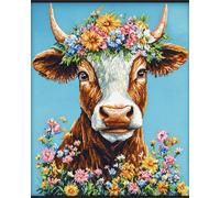 AYAOYANGGO Animal Kit De Alfombra Anudada Vacas Y Flores Kit Para Hacer Alfombras Diy Para Adultos Y Niños，Kits De Punto De Cruz，Bordado De Tapiz Para Principiantes，Decoración Del Hogar. 23x35in