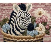 AYAOYANGGO Animal Kit De Alfombra Anudadacesta De Flores Y Cebra Ganchillo Para Adultos Kit De Bordado Para Alfombras，Set Costura Para Cojines De Sofá，Kits Para Hacer Tapiz 23x35in