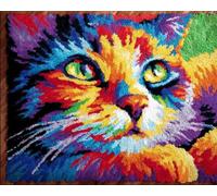 AYAOYANGGO Animal Kit De Alfombra Con Gancho De Pestillo Gato De Dibujos Animados Kit Para Hacer Alfombras，Kits De Bordado De Punto De Cruz，Manualidades De Costura Para Decoración Del Hogar 31x63in