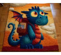 AYAOYANGGO Animal Kit De Crochet Dragón De Dibujos Animados Kit De Alfombras Con Gancho De Pestillo Diy，Kits De Bordado De Punto De Cruz，Manualidades Para Decoración Del Hogar. 23x16in