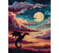 AYAOYANGGO Animal Kit De Crochet Dragón Del Este Kits De Alfombras Con Aguja De Pestillo Para Adultos Y Niños，Kit De Tapiz De Ganchillo Con Patrón Preimpreso A Color. 35x46in