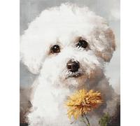 AYAOYANGGO Animal Kit De Crochet Perro Blanco De Dibujos Animados Kit Para Hacer Alfombras，Kits De Bordado De Punto De Cruz，Manualidades De Costura Para Decoración Del Hogar 35x46in