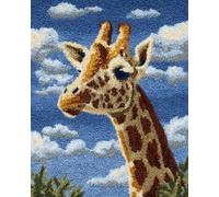 AYAOYANGGO Animal Kit De Gancho De Pestillo Retrato De Jirafa Kit De Alfombras Con Gancho De Pestillo Diy，Kits De Bordado De Punto De Cruz，Manualidades Para Decoración Del Hogar. 23x16in