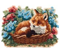 AYAOYANGGO Animal Kit De Gancho De Pestillozorro Y Flores Kit De Alfombras De Ganchillo，Kits De Punto De Cruz，Manualidades，Regalos，Felpudos，Decoración，Lienzo Para Hacer Tapiz 23x16in