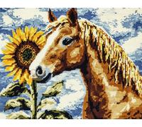 AYAOYANGGO Animal Kit Punto De Cruz Flores De Caballo Y Girasol Kits De Punto De Cruz Para Adultos Principiantes，Kit De Bordado Diy Para Regalar Y Decorar El Hogar. 11CT 60x80cm