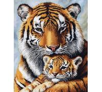 AYAOYANGGO Animal Kit Punto De Cruz Tela Impresa Retrato De Un Tigre Set De Punto De Cruz Diy Con Tela De Bordado Preimpresa，Tijeras E Hilo Bordados. 11CT 80x100cm