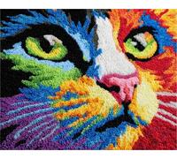 AYAOYANGGO Animal Kits Para Tejer Con Aguja De Lengüeta Gato De Dibujos Animados Kit Para Hacer Alfombras，Kits De Bordado De Punto De Cruz，Manualidades De Costura Para Decoración Del Hogar 33x45in