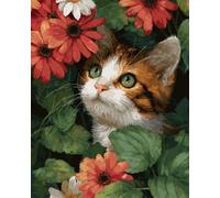 AYAOYANGGO Animal Kits Para Tejer Con Aguja De Lengüeta Gatos Y Flores Kit De Punto De Cruz Para Niños Y Adultos，Kit Para Hacer Alfombras Con Aguja De Pestillo，Set Crochet Para Tapiz 33x45in