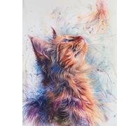 AYAOYANGGO Animal Latch Hook Rug Kit Boceto De Gato Kit Para Hacer Alfombras Diy Para Adultos，Kits De Punto De Cruz，Bordado De Tapiz Para Principiantes，Decoración Del Hogar. 23x35in