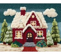 AYAOYANGGO DIY Latch Hook Rug Kit Casa De Nieve De Dibujos Animados Kits De Ganchillo Para Alfombras Grandes Para Adultos Y Principiantes，Kit De Crochet Diy Tapices，Bordado Para Cojines De So 23x35in