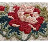 AYAOYANGGO Flores Kit De Gancho De Pestillo Peonía Roja Manualidades Para Hacer Alfombras Diy Para Adultos Con Lienzo Impreso A Color，Juego De Bordado A Crochet，Decoración Del Hogar. 23x16in
