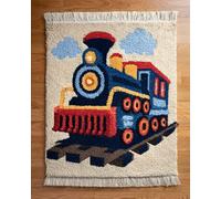 AYAOYANGGO Kit De Crochet Tren De Dibujos Animados Manualidades Para Hacer Alfombras Diy Para Adultos Con Lienzo Impreso A Color，Juego De Bordado A Crochet，Decoración Del Hogar. 23x35in