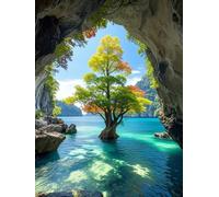 AYAOYANGGO Kit Punto De Cruz Tela Impresa Paisaje De Árboles Grandes En El Agua Kits De Punto De Cruz Contado Preimpresos Y Estampados Para Adultos Principiantes,Bordado Diy.11CT 40x50cm