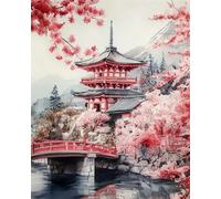 AYAOYANGGO Paisaje Diy Juego De Bordado Con Cuentas Arquitectura Clásica Oriental Kit De Bordado De Cuentas Para Principiantes,Juego De Costura,Patrón Preimpreso,Decoración De Pared 50x60cm
