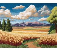 AYAOYANGGO Paisaje Punto De Cruz Kit Completo Campos De Trigo Rurales Kits De Punto De Cruz Preimpresos Para Adultos，Decoración De Pared Diy Para Principiantes. 11CT 30x40cm