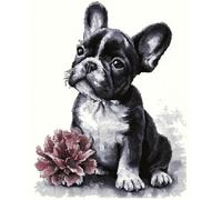 AYAOYANGGO Perros Animales Alfombra Anudada Para Hacer Bulldogs Y Flores Kit De Alfombras Con Gancho De Pestillo Diy，Kits De Bordado De Punto De Cruz，Manualidades Para Decoración Del Hogar. 35x46in