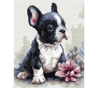 AYAOYANGGO Perros Animales Alfombra Anudada Para Hacer Bulldogs Y Flores Kit Para Hacer Alfombras，Kits De Bordado De Punto De Cruz，Manualidades De Costura Para Decoración Del Hogar 23x35in