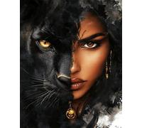 AYAOYANGGO Punto De Cruz Kit Completo Retrato De Fantasía De Mujer Y Animal Kits De Punto De Cruz Preimpresos Para Adultos,Decoración De Pared Diy Para Principiantes.11CT 40x50cm