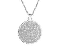 Ayat Al Kursi Collar Acero Inoxidable Corán Árabe Cadena de Joyería Islámica para Mujeres Niñas Regalo de Cumpleaños y Amantes, Acero inoxidable