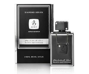 Ayat Perfumes - Eau De Parfum Diamond Series 100ml - Parfum Pour Femme & Homme De Dubaï - Senteur Arabian Orientale Fabriqué et conçu au Émirats Arabes Unis - Ideal pour Cadeaux (BLACK AMSTERDAM)