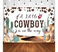 Ayayiya Telón de fondo de baby shower de vaquero occidental A Little Cowboy is On The Way decoraciones fondo de fotografía Wild West Country Rodeo Western Baby Shower Party Banner Suministros Sesión
