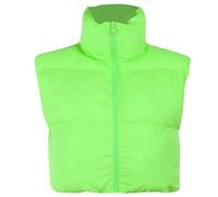 AYAZER Chaleco de Chaqueta con Cremallera de Color sólido Corto Personalizado Suelto Tejido de Moda para Mujer Chaleco Top-Verde Fluorescente-S