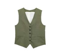 AYAZER Chaleco de Mezcla de Lino Ajustado para Mujer, Novedad de Verano, Chaleco Verde, L