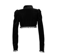 AYAZER Chaqueta corta gótica de terciopelo negro Steampunk, manga larga, Bolero de fiesta para mujer, abrigo victoriano, corsé vintage, accesorios exteriores-Negro-S