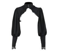 AYAZER Chaqueta Corta gótica Negra de Encaje Steampunk, Blusa Kawaii Vintage Preciosa de Palacio, Abrigo Victoriano Bolero de Fiesta para Mujer, Corset-1-L