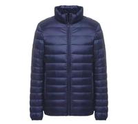 AYAZER Chaqueta de plumón Ligera para Hombre para Personas jóvenes y de Mediana Edad Chaqueta de plumón Ligera con Cuello Alto de Talla Grande Chaqueta Corta de plumón de Pato Blanco-Azul Marino-L