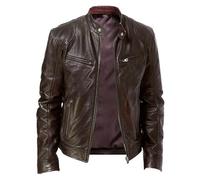 AYAZER Chaquetas de Cuero para Hombre Chaquetas para Hombre Chaquetas de Moto Europeas y Americanas para Hombre Chaquetas de Cuero para Hombre - Marrón - 4XL