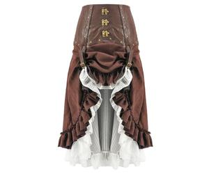 AYAZER Disfraz de escenario de Halloween steampunk falda irregular conjunto de dos piezas-marrón-M