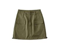 AYAZER Falda Corta Retro de Cintura Alta Que Adelgaza y Abraza la Cadera Falda de Media Longitud para Mujer - Verde Militar - L