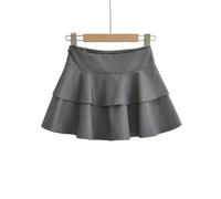 AYAZER Falda de Pastel de múltiples Capas con Volantes y Cintura Alta de Verano para Mujer Falda a la Cadera versátil y Reductora de Edad - Gris - L