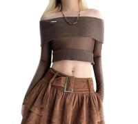 AYAZER Falda de Varias Capas Adelgazante de Cintura Baja de Color sólido de Moda Retro Falda Plisada con diseño de cinturón Grande Sexy para Chica caliente-02476 Top-S