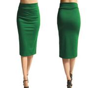 AYAZER Falda lápiz para Mujer Nueva Falda Midi Ajustada elástica de Oficina para Mujer Falda Tejida a Media Pantorrilla de Cintura Alta para Mujer XL-Verde-L