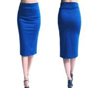 AYAZER Falda lápiz para Mujer Nueva Falda Midi Ajustada elástica de Oficina para Mujer Falda Tejida a Media Pantorrilla de Cintura Alta para Mujer XL-Azul Cielo-XL