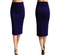 AYAZER Falda lápiz para Mujer Nueva Falda Midi Ajustada elástica de Oficina para Mujer Falda Tejida a Media Pantorrilla de Cintura Alta para Mujer XL-púrpura-L
