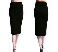 AYAZER Falda lápiz para Mujer Nueva Falda Midi Ajustada elástica de Oficina para Mujer Falda Tejida a Media Pantorrilla de Cintura Alta para Mujer XL-Negro-M