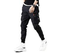 AYAZER Monos Pantalones Harem para Hombre Leggings Pantalones Casuales Delgados para Hombre-Negro-L