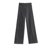 AYAZER Primavera Nueva Mujer cinturón Vestido Cuello Blazer-Pantalones de Lunares Negros-L