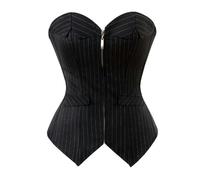 AYAZER Sexy Striped Zipper Overbust Corset Top Burlesque Bustier Lingerie Women's Suit Office Professional Cosplay Costume Plus Size-5802black-4XL