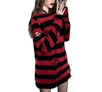 AYAZER Suéter gótico Punk Mujer Grunge Estética Casual Estampado de Rayas Cuello Redondo Tops de Manga Larga Ropa Cyber y2k Ropa de Calle-como Muestra la Foto_a-M