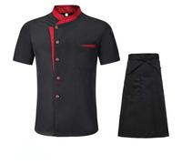 AYAZER Unisex Restaurante Cocina Chef Uniforme Camisa Manga Corta/Larga Chef Chaqueta Trabaja Ropa-Chaqueta Delantal-M