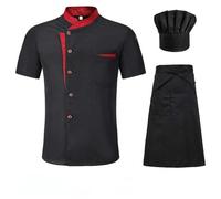 AYAZER Unisex Restaurante Cocina Chef Uniforme Camisa Manga Corta/Larga Chef Chaqueta Trabaja Ropa-Set-XL