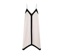 AYAZER Verano Vacaciones para Mujer Vestido Casual Suelto con Tirantes y Cuello en V de Color contrastante-Blanco Roto-S