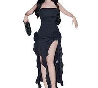 AYAZER Vestido de Mujer, Ropa de Verano para Fiesta de Noche, sin Mangas, Cuello Barco, Color sólido, Informal, Floral, Vestidos con borlas, Ropa de Calle Sexy para Discoteca-BS