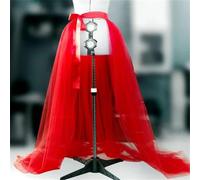 AYAZER Vestido Largo de Tul Retro para Mujer, Fiesta de Boda, Fiesta de graduación, Falda Larga de Malla, Color sólido, Falda de Moda para Mujer, Falda con Cordones, Color Rojo, Talla única