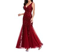 AYAZER Vestido Maxi Retro Sexy Vestido de cóctel de Lentejuelas de Verano Vestido Largo de Dama de Honor para Mujer Vestido de Fiesta Informal Club Vestido Delgado Camiseta sin Mangas-Rojo-XL
